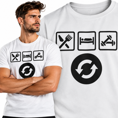 KOSZULKA NA SIŁOWNIĘ EAT SLEEP GYM